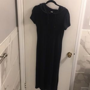 Po Black Hooded Cotton Dress